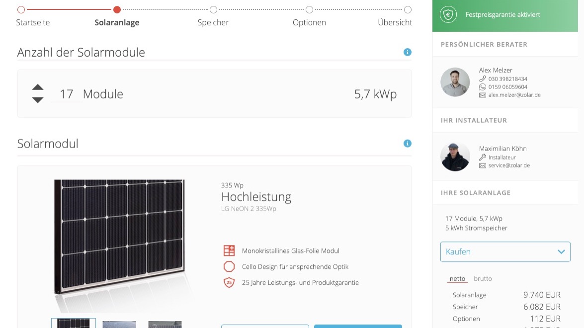 Offer The ZOLAR Online Configurator