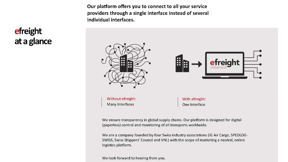 Offer efreight - your digital logistics platform