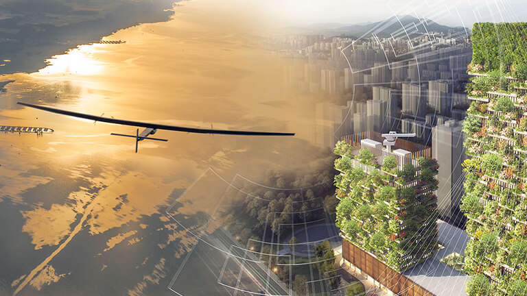 Solar Impulse plane - vertical forest